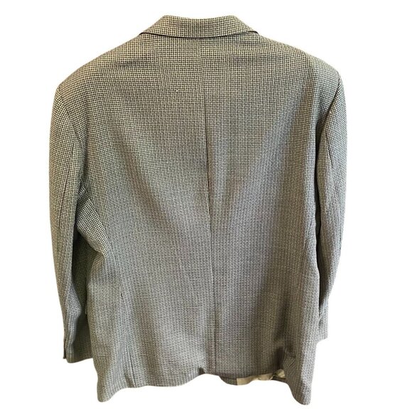 Haggar Mens Black Label Mens Blazer Jacket 44L Houndstooth Wool Blend Brown - Picture 2 of 14